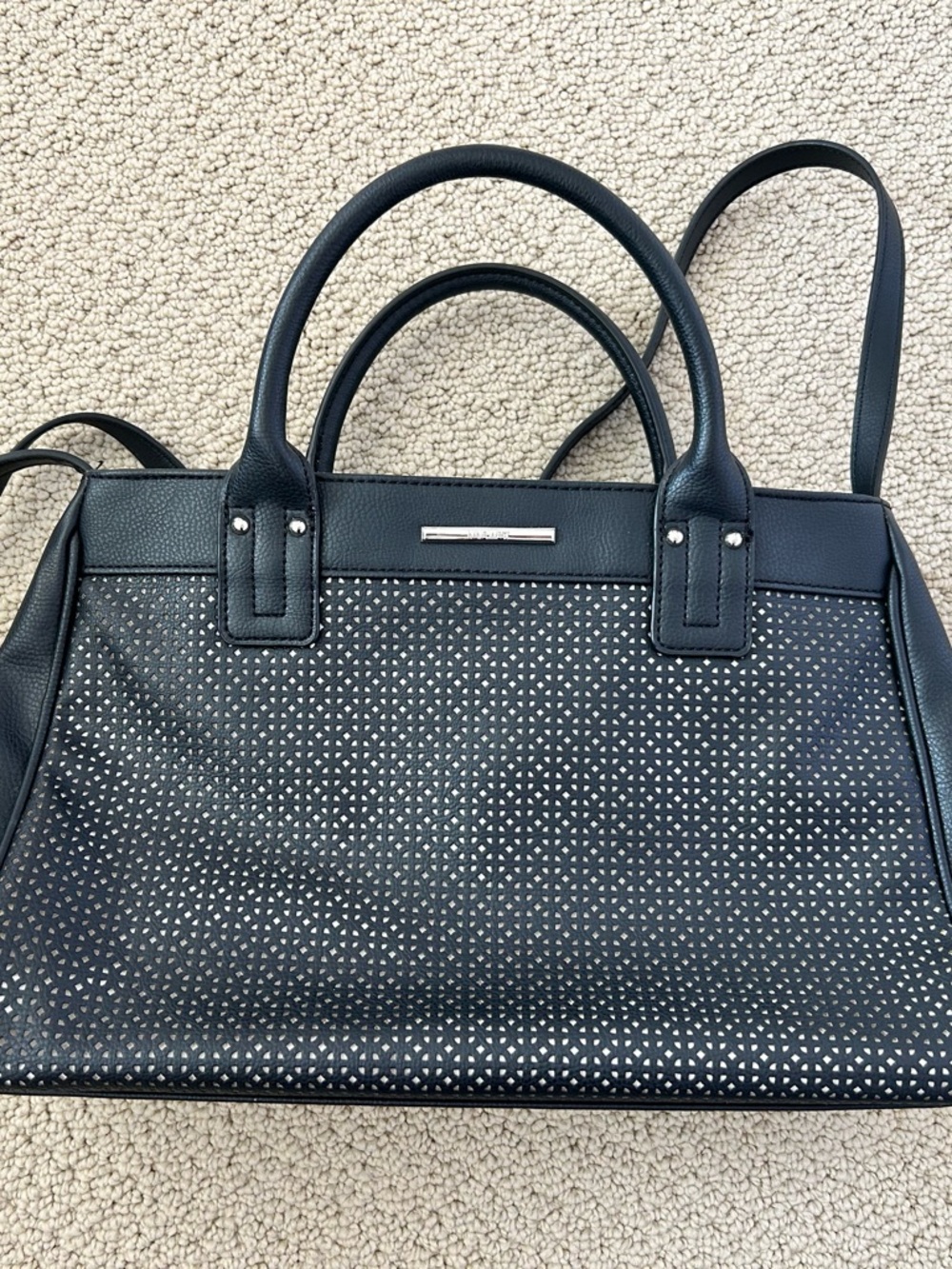 Black Leather Bag with Pockets